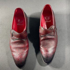 Burdi Black Red Leather Dress Classic Casual Shoes Loafers Mens Size 11